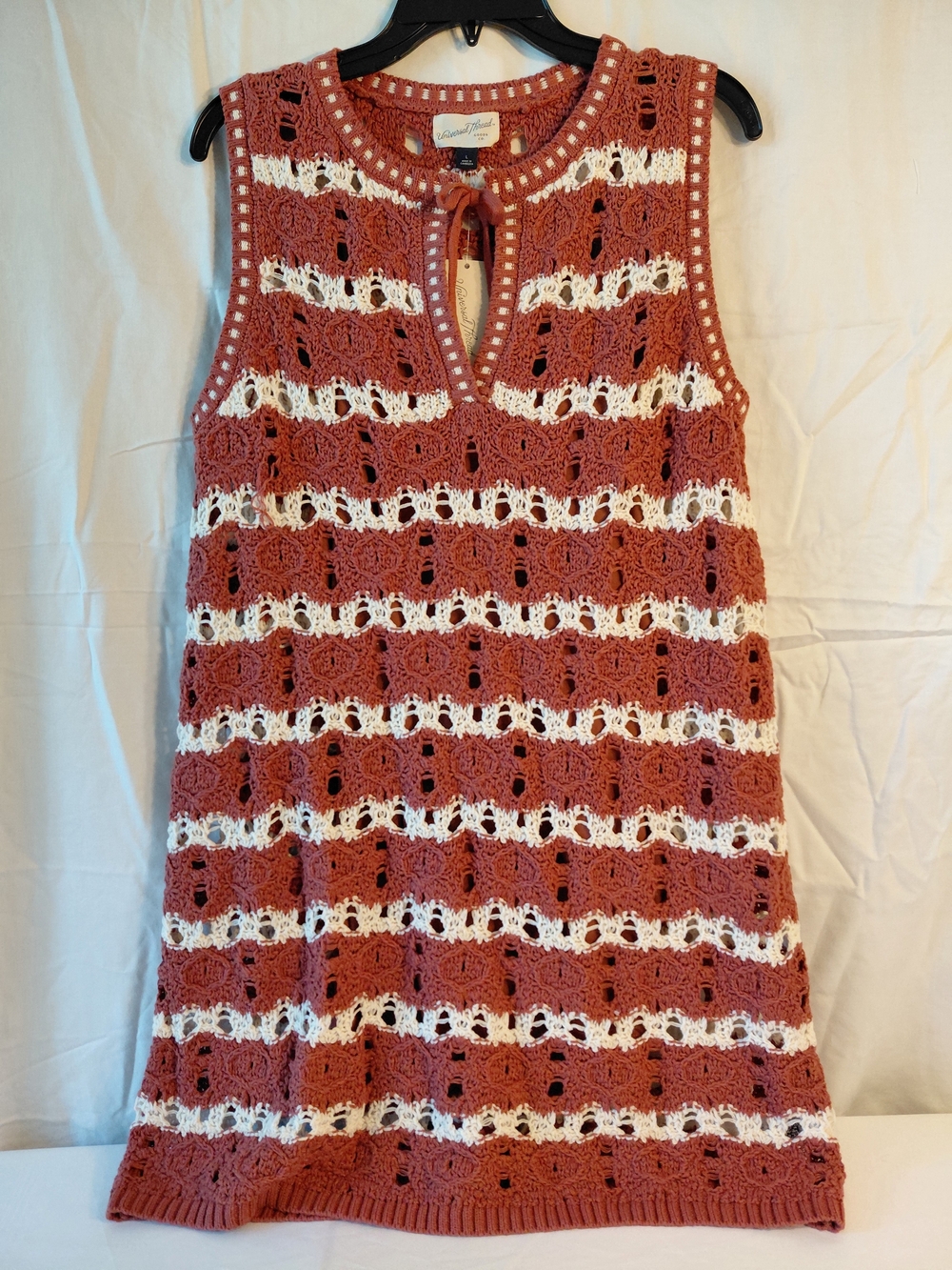 Universal Thread Rust and White Crochet Tie-Front Dress - NWT